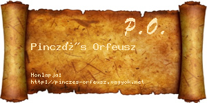 Pinczés Orfeusz névjegykártya